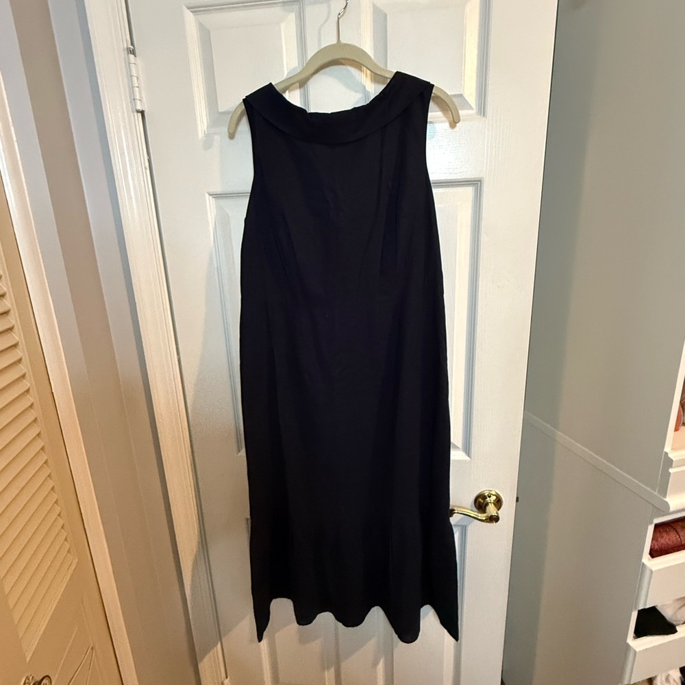 Boden women’s sleeveless navy linen blend midi dress - 10
